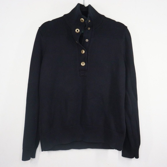 Lauren‎ Ralph Lauren Pullover Mens Size XL Black 1/4 Snap Metal Button Vintage - Picture 1 of 6